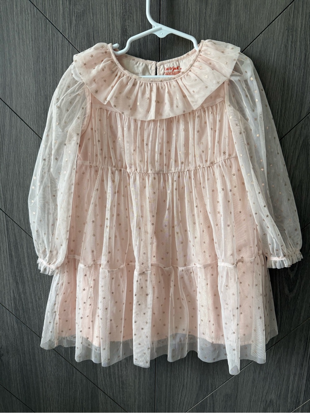 Cat & Jack Girls Pink Star Mesh Ruffle Dress